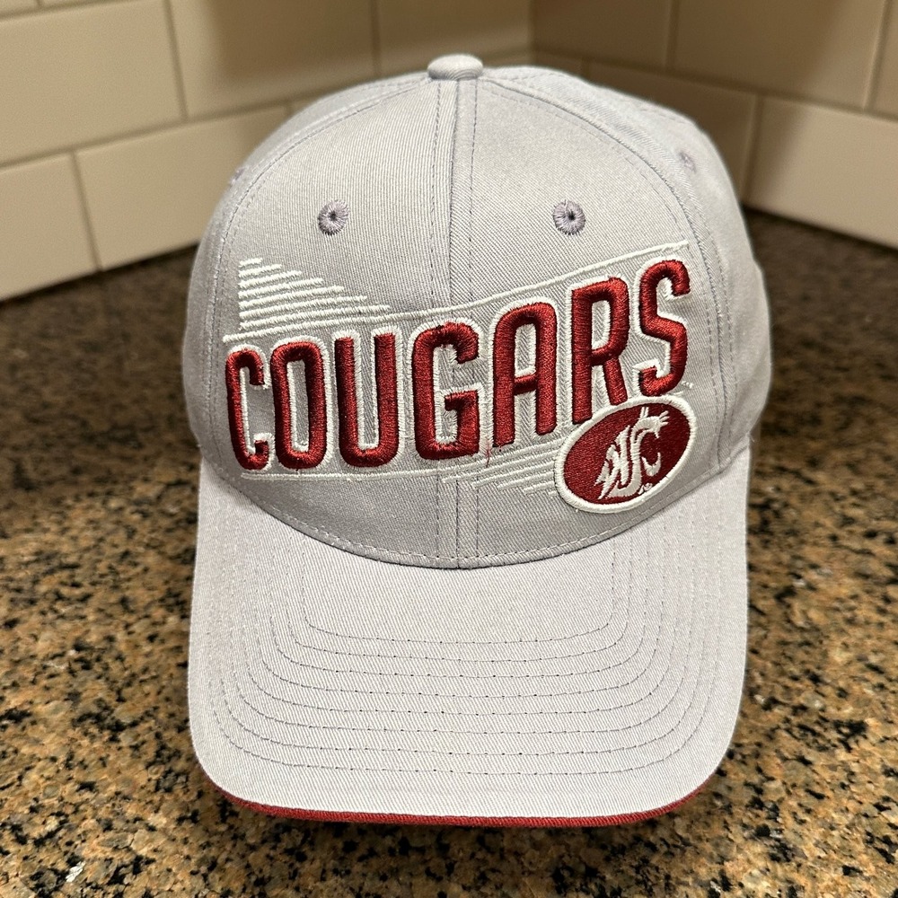Washington State Cougars Hat Zephyr Snapback Grey Red Cotton